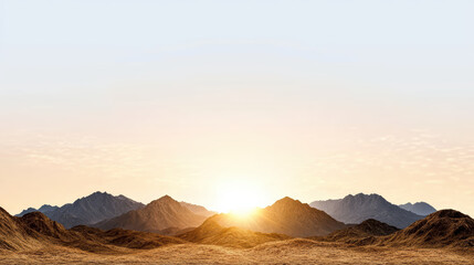 Fototapeta premium Sunrise over mountain range with warm colors illuminating landscape, creating serene atmosphere
