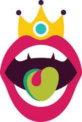 vector illustration of open mouth with crown vector art
