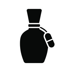 Black silhouette of a perfume bottle with a tag vector