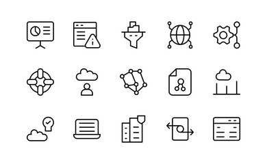 Data Backup and Recovery line icon set. Cloud storage, database, file restore, protection, security, network, vector outline icons
