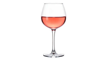 Rose wine filled glass, isolated on black background