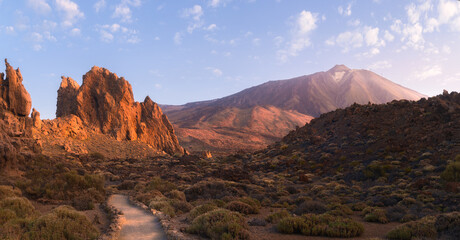 Breathtaking Landscape of Canadas Del Teide National Park in Tenerife, Spain at dawn