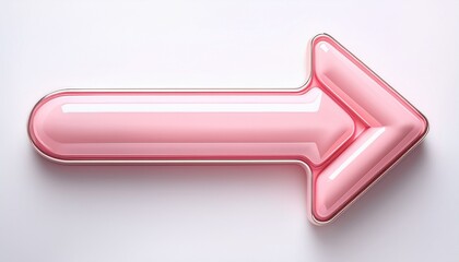 A Soft Pastel Pink Arrow Icon With Rounded Edges Isolated On A White Background
