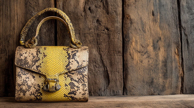 Python Pattern Handbag Rustic Wood Fashionable Bold