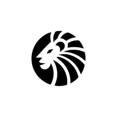 Striking Lion Head Logo in Minimalist Circular Design