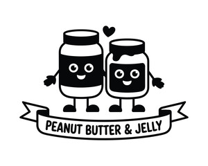 Peanut butter and jelly with a heart vector illustration Happy Food Day Concept 