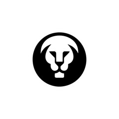 Minimalist Lion Head Emblem with Bold Circular Border