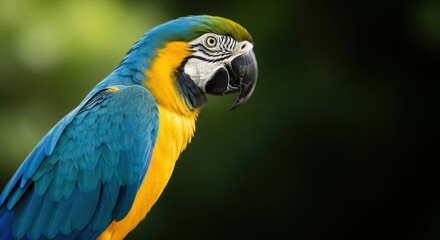 Obraz premium Striking Portrait of a Blue and Gold Macaw with Detailed Feathers and Intense Gaze
