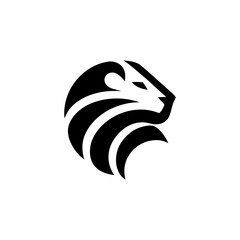 Striking Geometric Lion Head Logo Design in Minimalist
