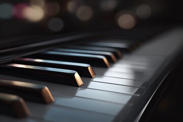 Piano keys close focus