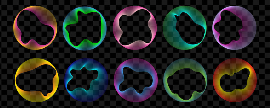 Wavy shapes collection. Colorful dynamic lines blend set isolated