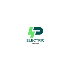 Letter P Electric Logo, letter P and lightning bolt combination, tunder bolt design logo template, vector illustration