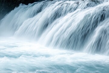 Fototapeta premium Cascading waterfall water in a close-up view.