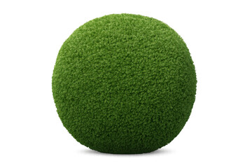 Green grass sphere, topiary bush ball, creating a natural garden decor element with transparent background