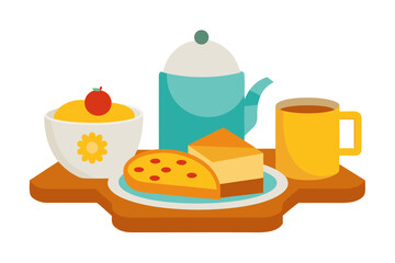 Stock photo of breakfast food with milk and bread, a sweet dessert icon illustration set