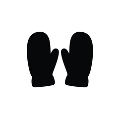 Black silhouette of two mittens on white background