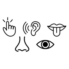 Minimalist Line Art Icons Representing the Five Human Senses