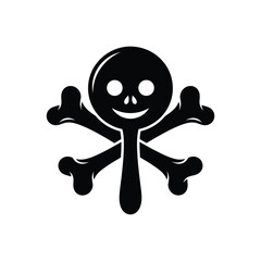 Black skull and crossbones with smiling face white