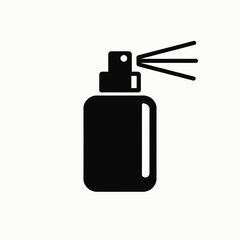 Black spray bottle icon with mist spray container