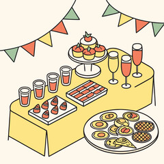 Delicious food and drinks on a table for party