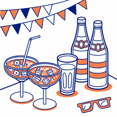 Festive drinks and decorations for celebration