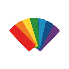 A set of color swatches fanned out in a rainbow