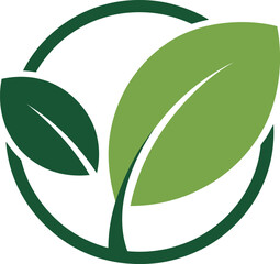 Green leaves in circle logo design symbolizing nature growth and sustainability concept