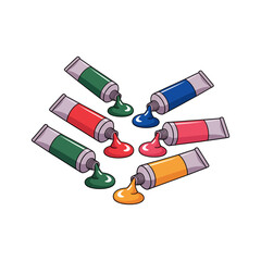 Acrylic paint tubes squeezed with small color blobs