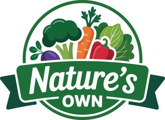 Nature's own fresh organic vegetables healthy eating logo design concept