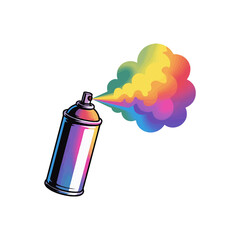 Spray paint can releasing misty color