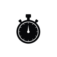 Black stopwatch icon on white background timer time