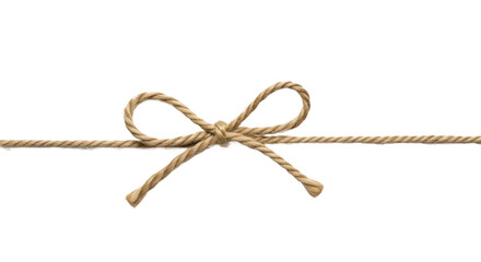  Rustic natural twine rope bow knot with horizontal strings on a transparent background, PNG image, PNG file