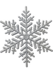 Sparkling Silver Snowflake Glittery Ice Crystal on a Transparent Background PNG Image