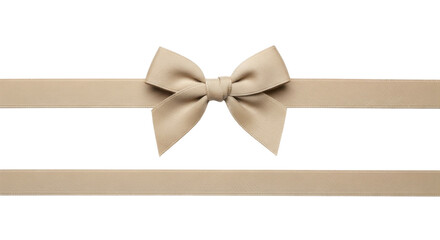  Beige decorative ribbon bow and horizontal strip on a transparent background, PNG image
