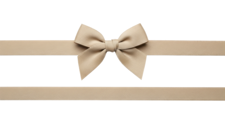  Beige decorative ribbon bow and horizontal strip on a transparent background, PNG image