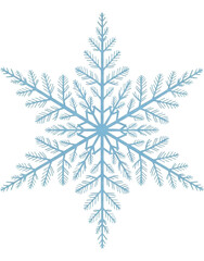 Intricate translucent blue snowflake winter ice crystal on a transparent background PNG file