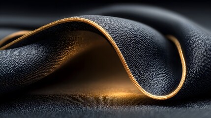 Black Fabric with Orange Light Effect Close-up, Futuristic Fashion & High-end Design Background Material
