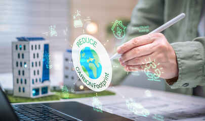 Design Carbon footprint reduce sustainability climate energy renewable green ecology environment net zero future