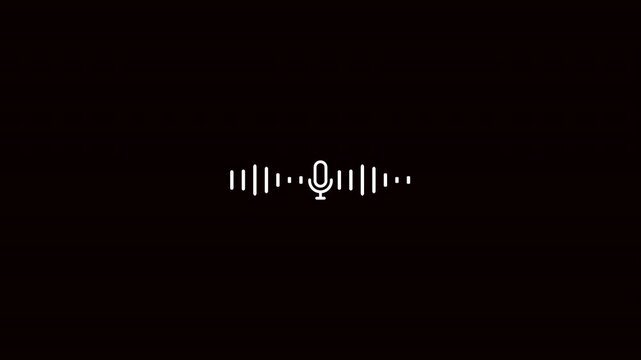 Podcast audio recording with microphone icon Animation on a transparent background, Audio recording with microphone icon animation, Audio Equalizer Background Animation With Alpha Channel.