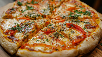 Cheese pizza with mayonnaise and tomato topping
