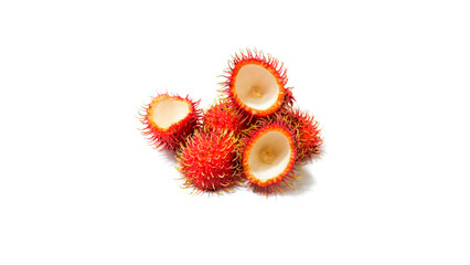 Fresh Rambutan Fruits Isolated on White Background