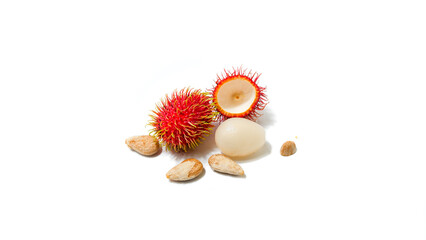 Rambutan Fruit with Seed Isolated on White Background
