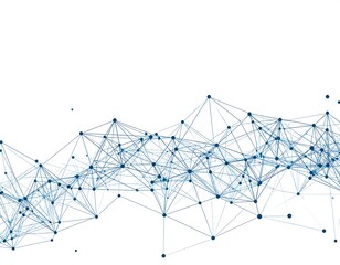 Abstract network of interconnected dots and lines, blue on white