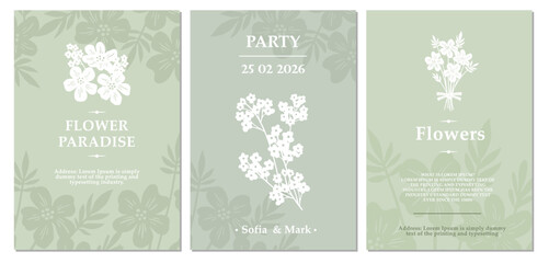 Beautiful flowers creative set of cards template with beautiful flourishes ornament elements. Elegant design for corporate identity, invitation, book covers. Design of background products.