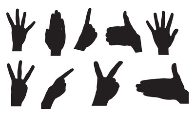 set of hand gesture icons vector illustration silhouette