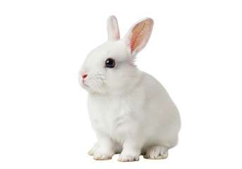 Obraz premium Cute white bunny rabbit animal pet fluffy easter spring mammal domestic breed hare isolated stock image photography isolated on transparent background