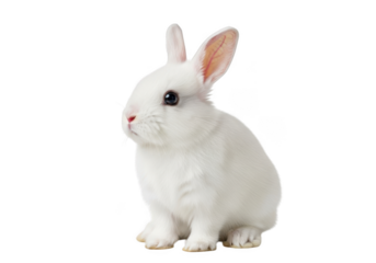Cute white bunny rabbit animal pet fluffy easter spring mammal domestic breed hare isolated stock image photography isolated on transparent background