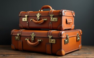 vintage leather suitcases. High quality
