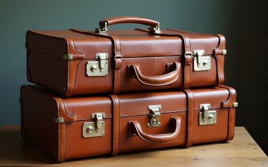 vintage leather suitcases. High quality