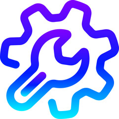 Modern Blue Gradient Line Icon of Repair Tools with Wrench and Gear